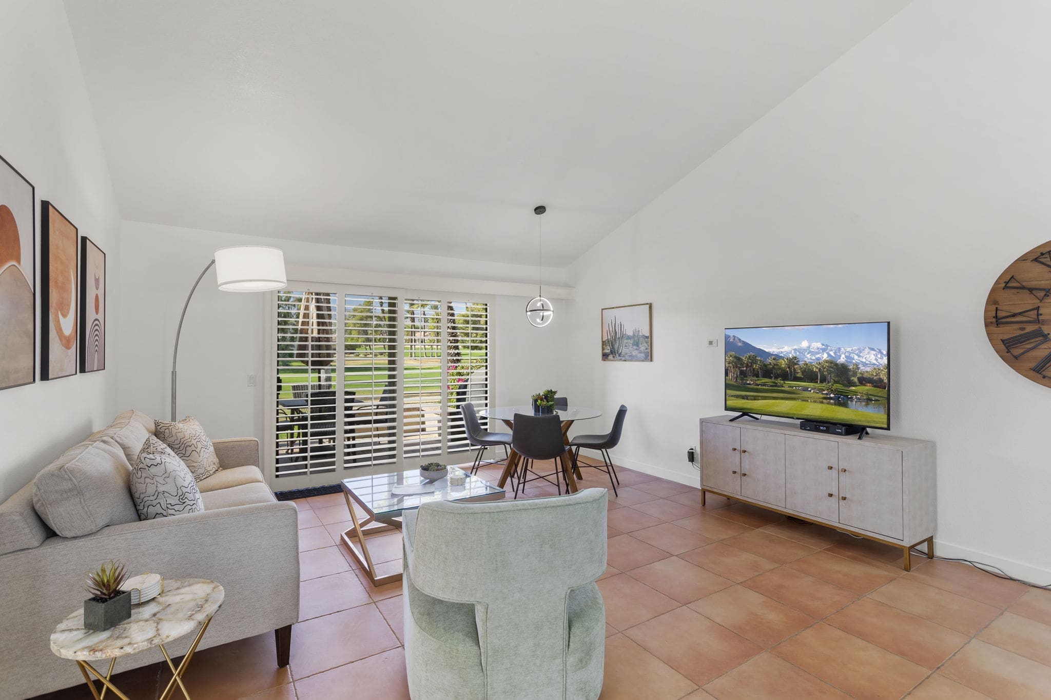 View of living area with sliding glass doors at 41447 Inverness Way