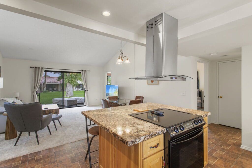 living room view behind stove from left