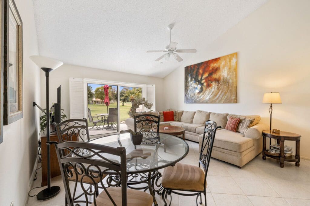 view from dining area to living room