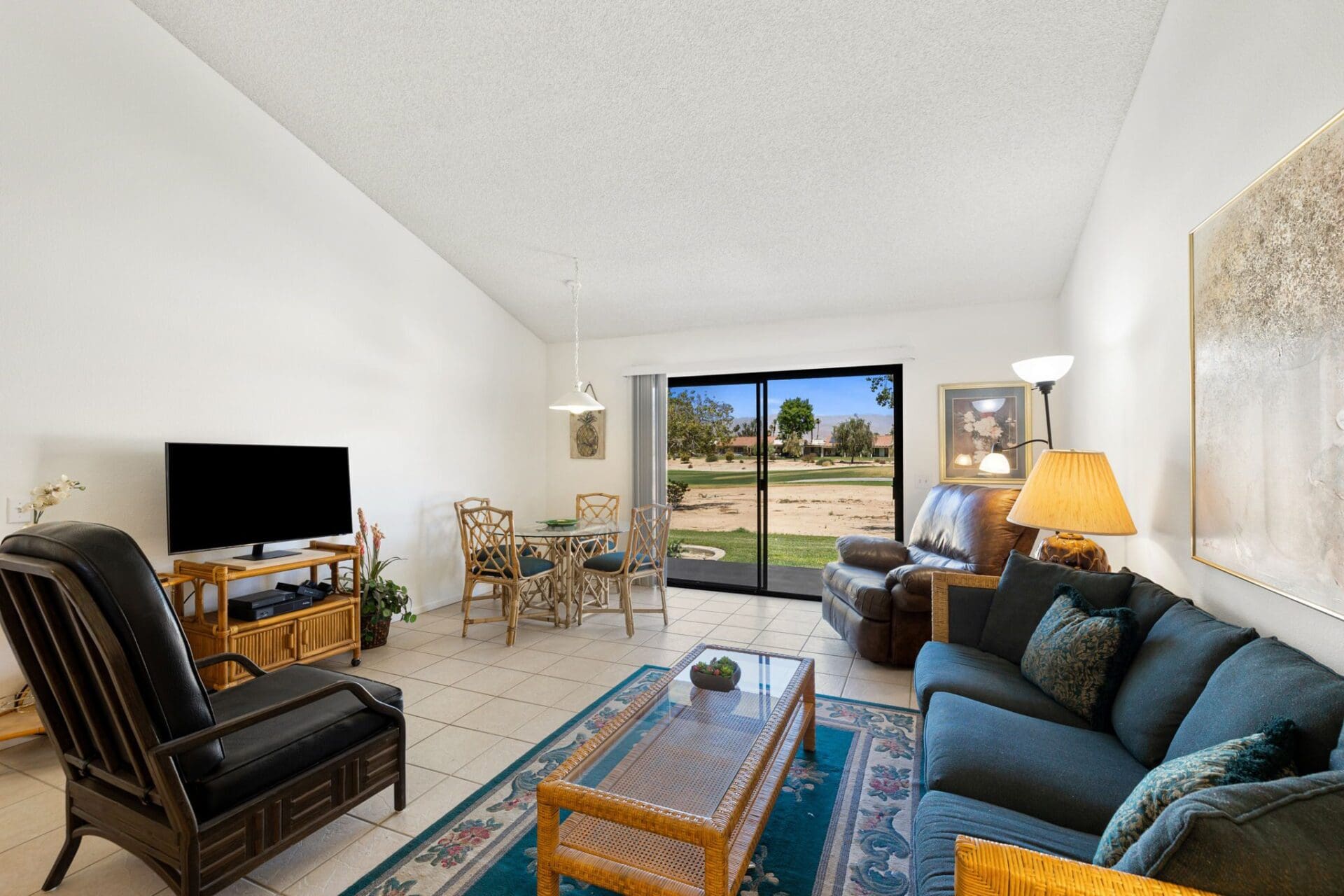living area with sliding doors