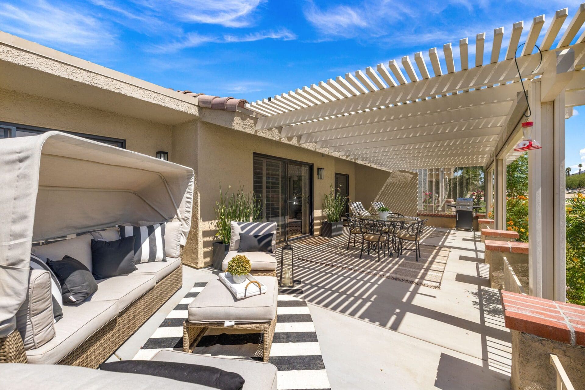 outdoor seating area and patio set