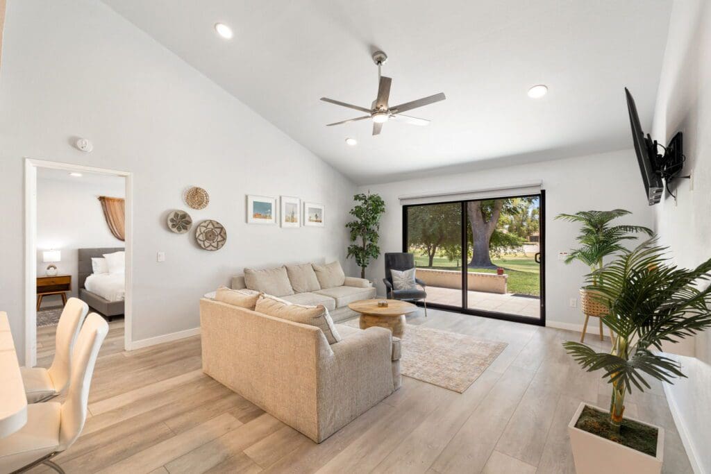 living room overlooking golf course