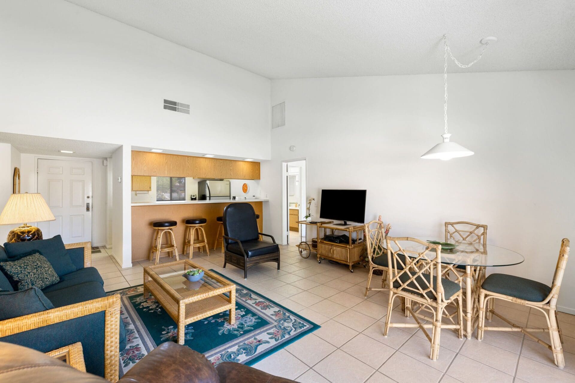 op[en concept living room with dining area