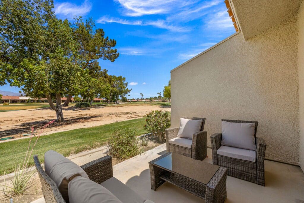 back patio seating angled view