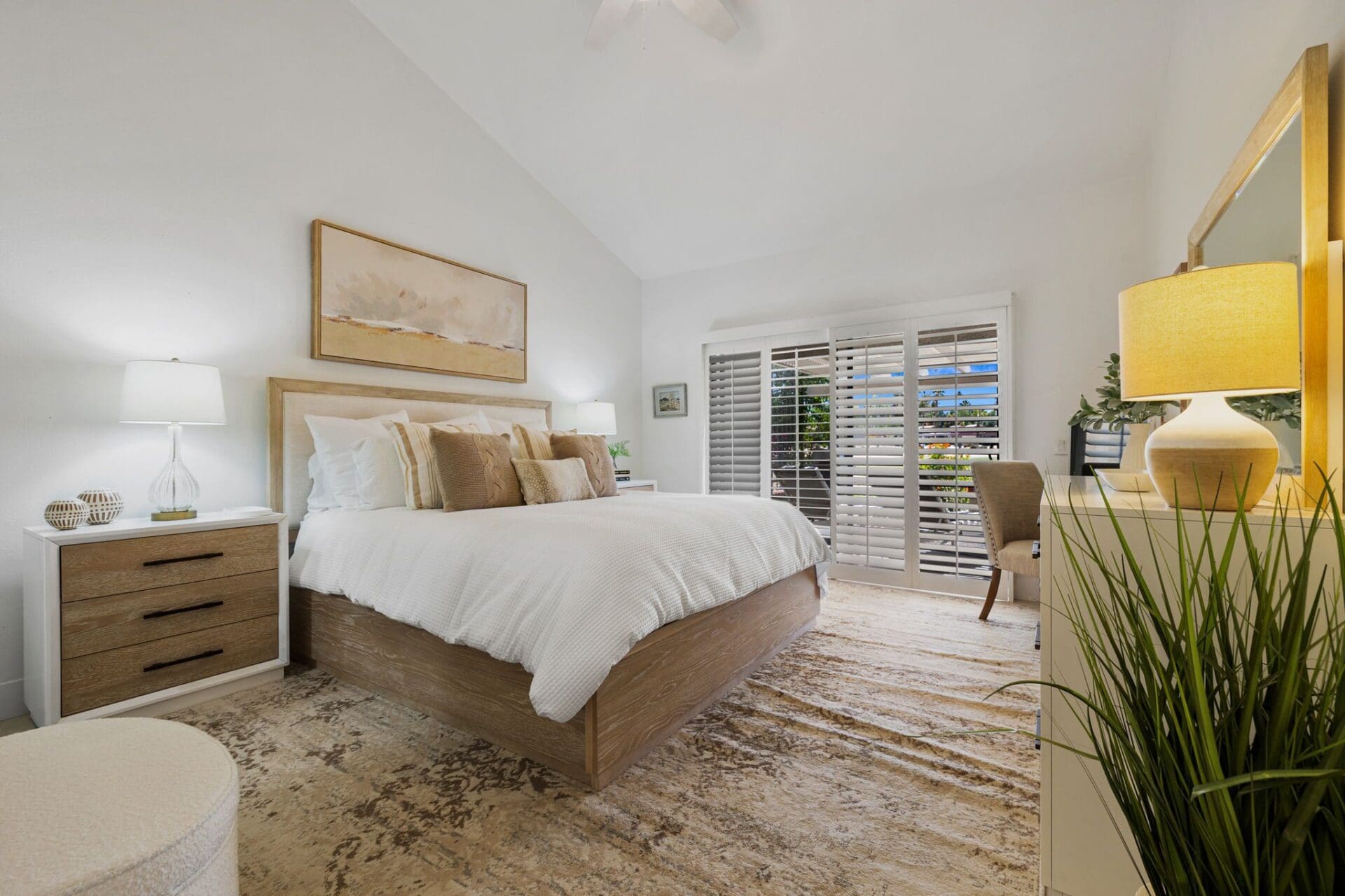 bedroom with view to patio