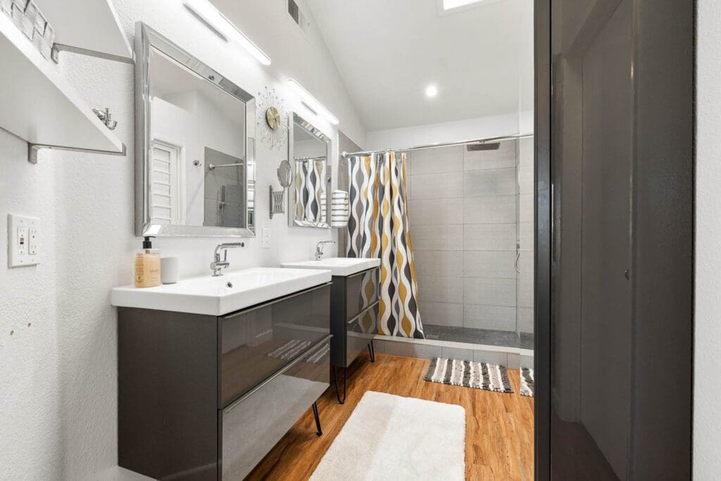 side view in master bathroom