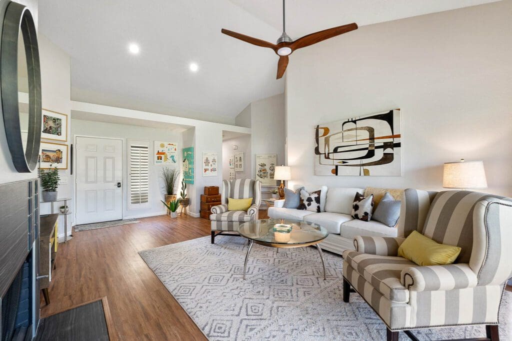 living room and front door