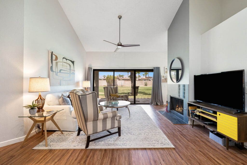 living room overlooking patio