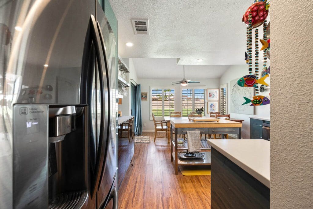 view of dining room from kitchen