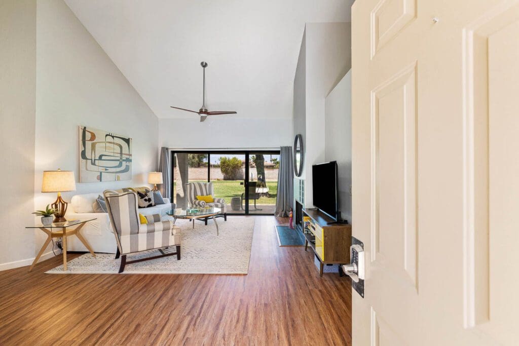 view of living room from front door