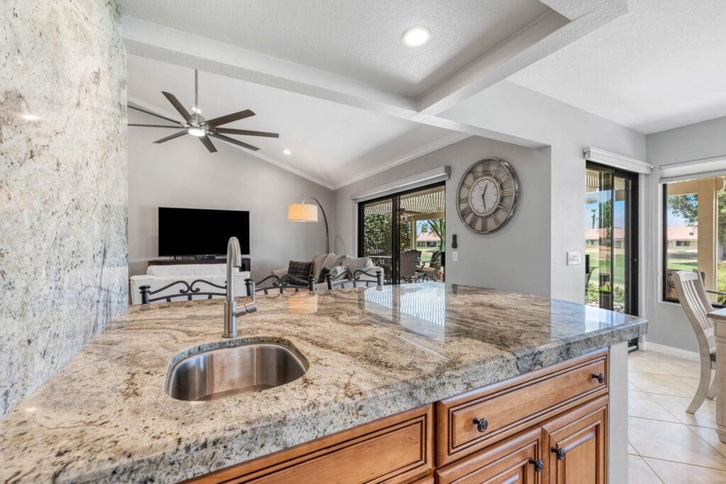 kitchen overlooking living room