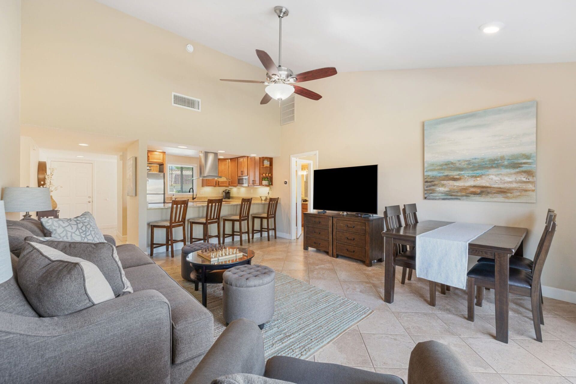living room kitchen view