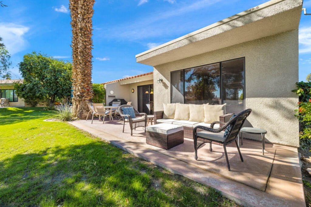 side view of back patio sets