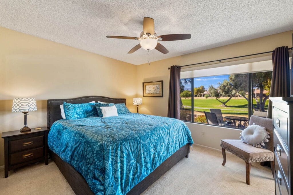 primary bedroom overlooking gold course