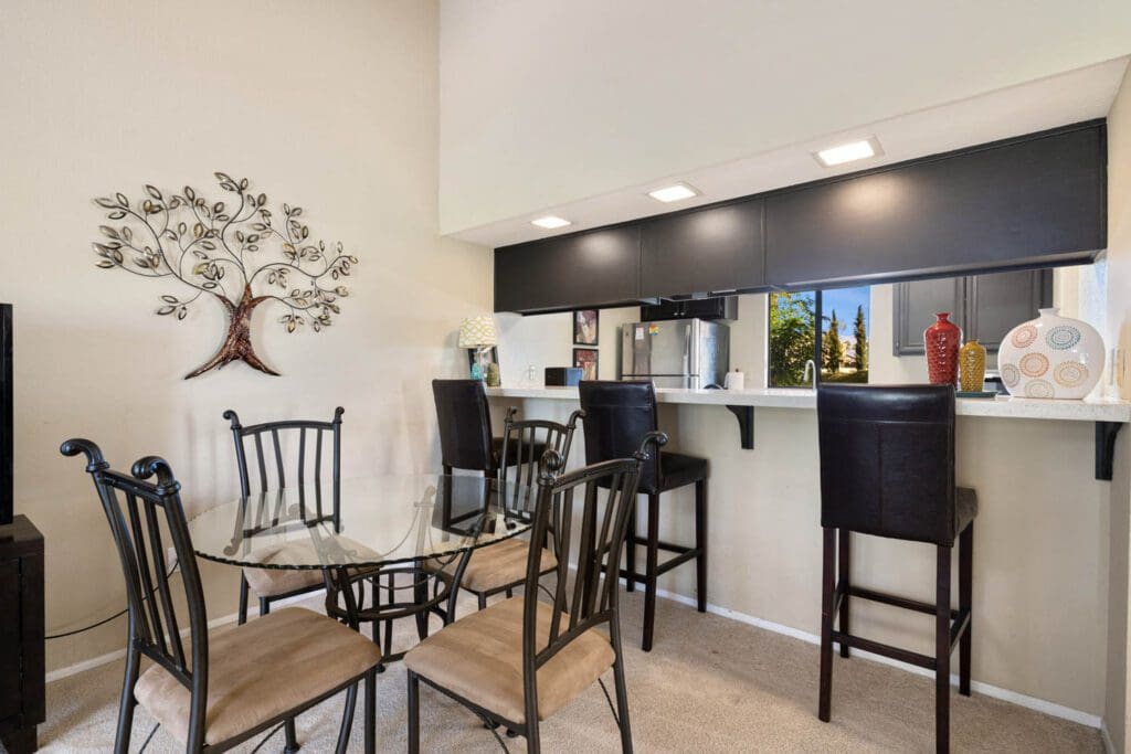 dining table and kitchen