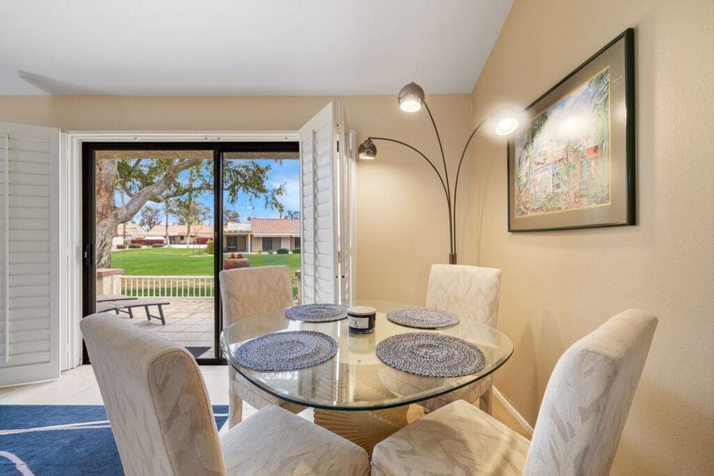 dining table backyard view