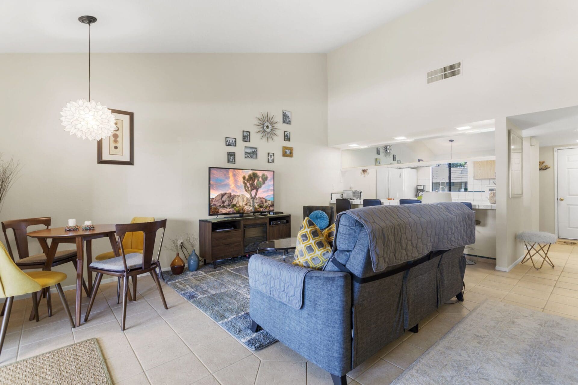 living room kitchen view
