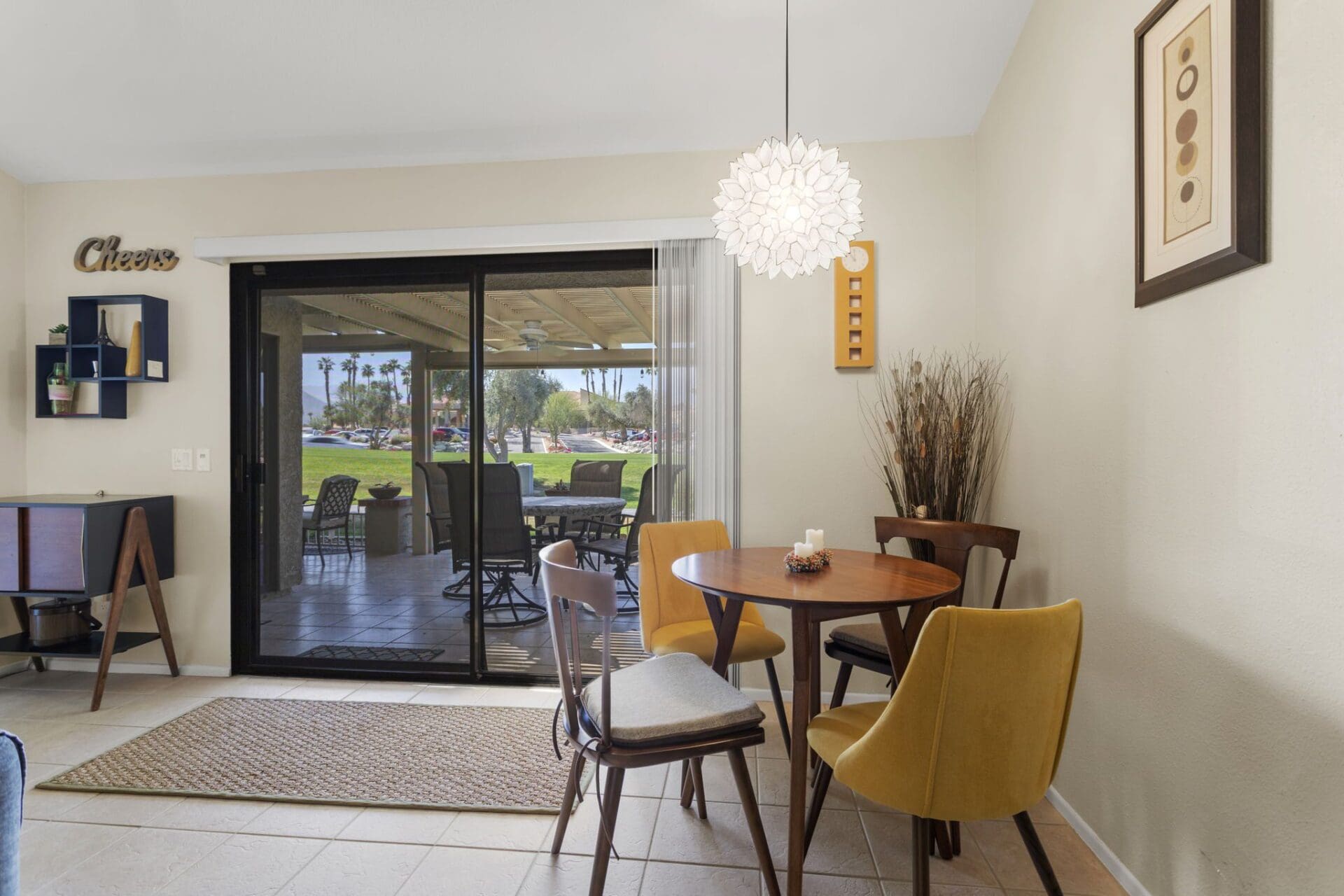 dining coffee table view to outside