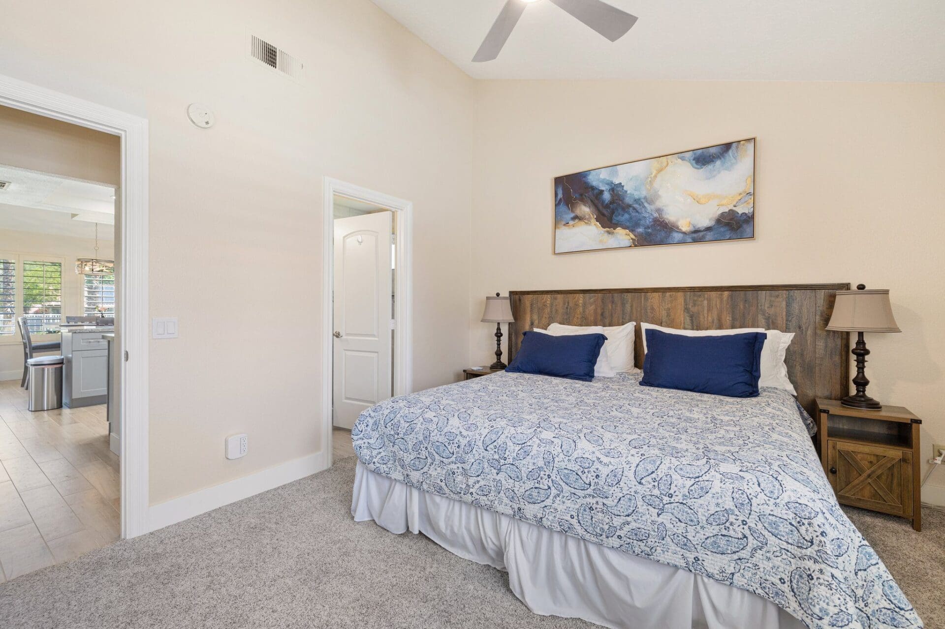 master bedroom view of bathroom door