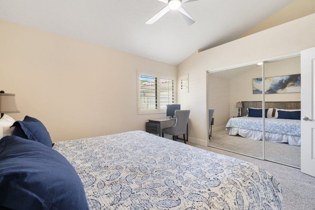 master bedroom view of window and mirror