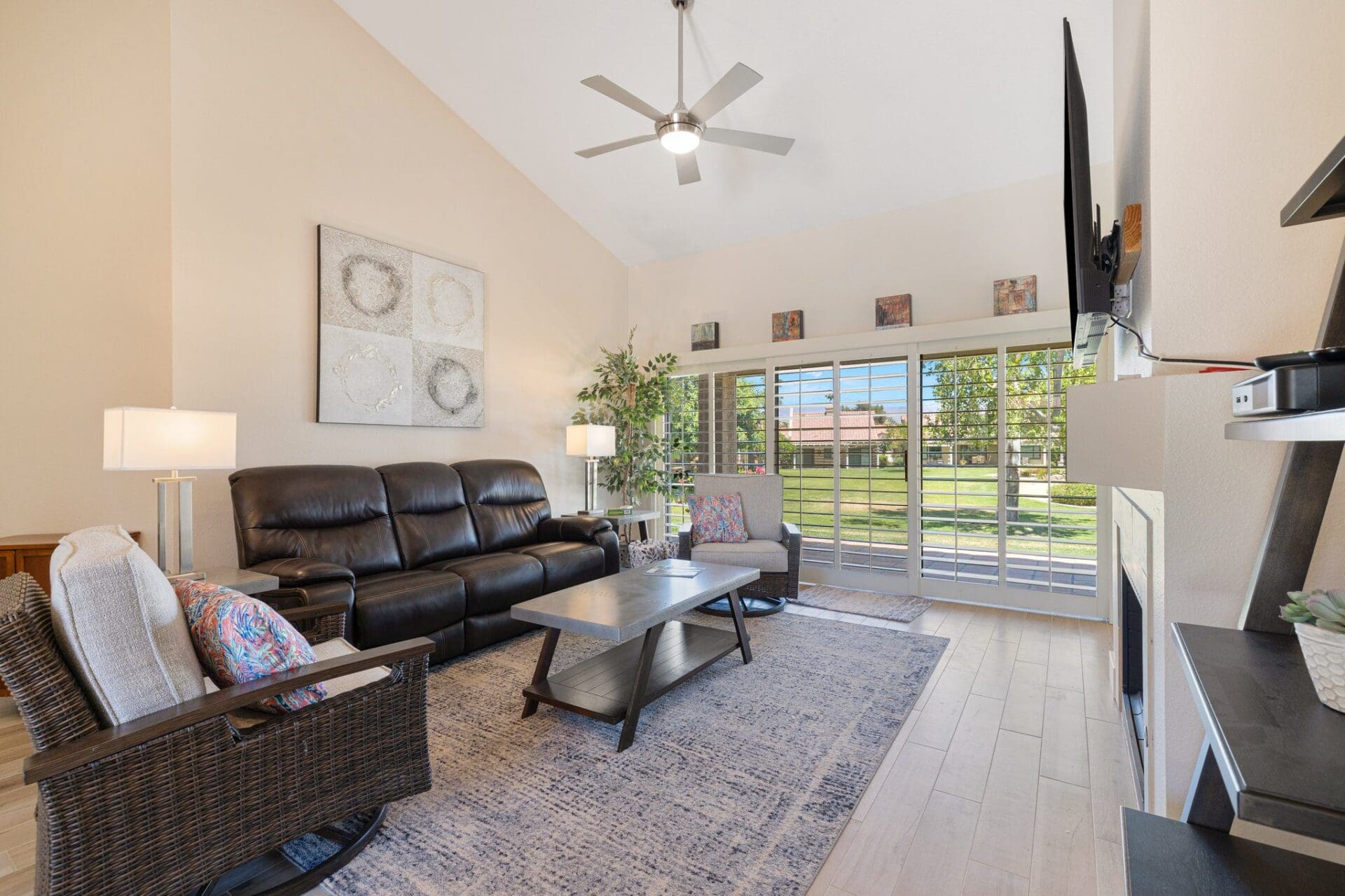 living room angled view of patio and backyard