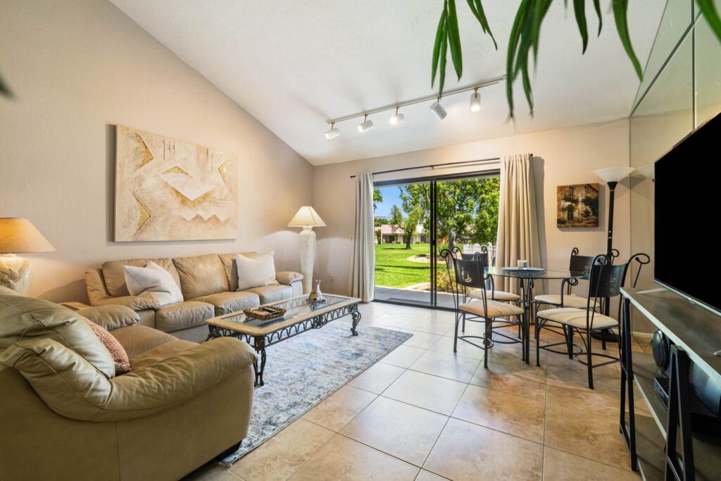 side view to back patio from living space