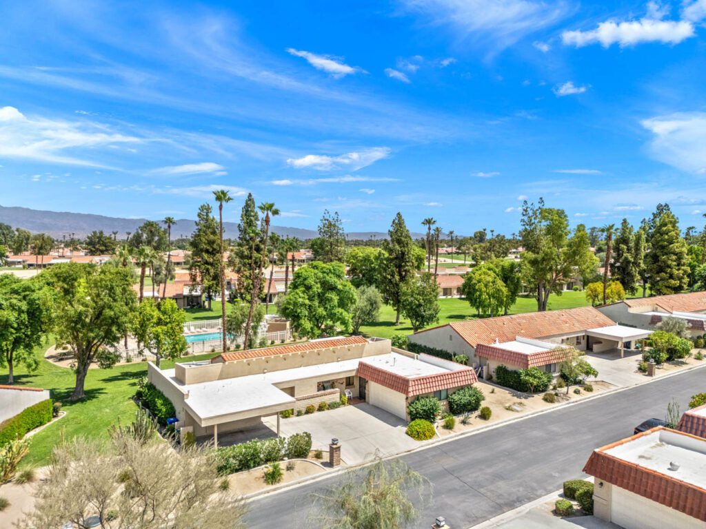 front side aerial view fo home