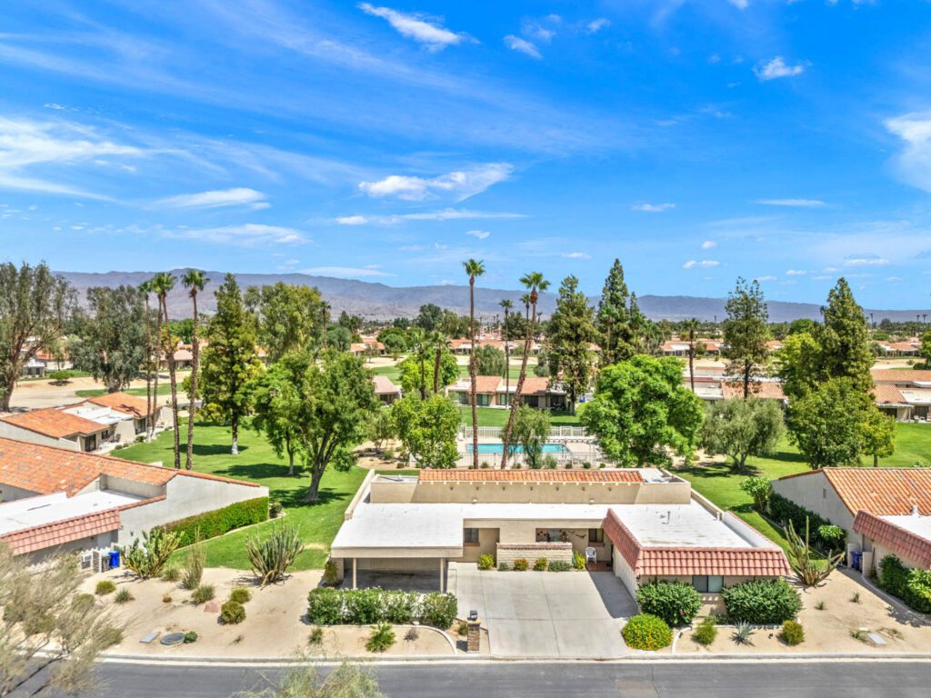 aerial view of home and pool