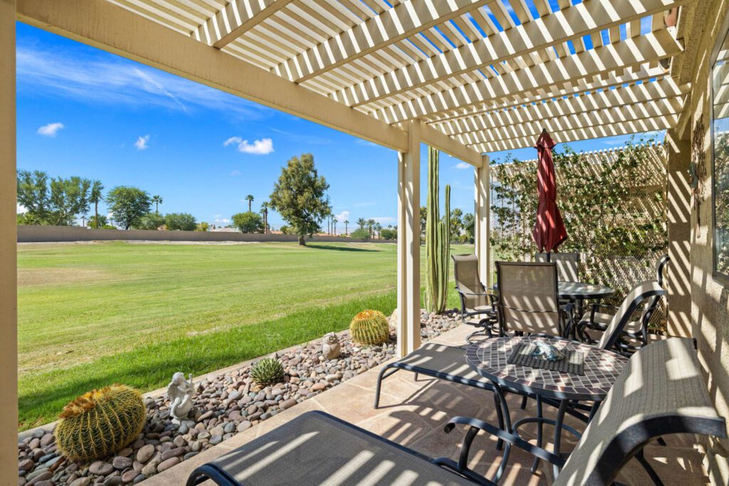 patio with tables and chairs