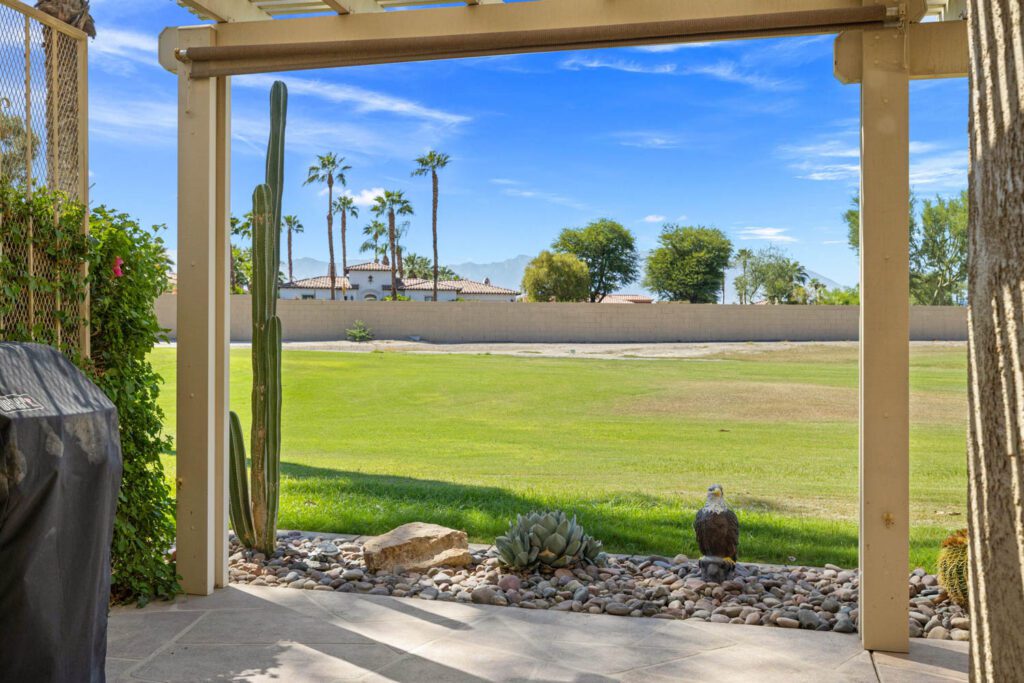 view of green from patio