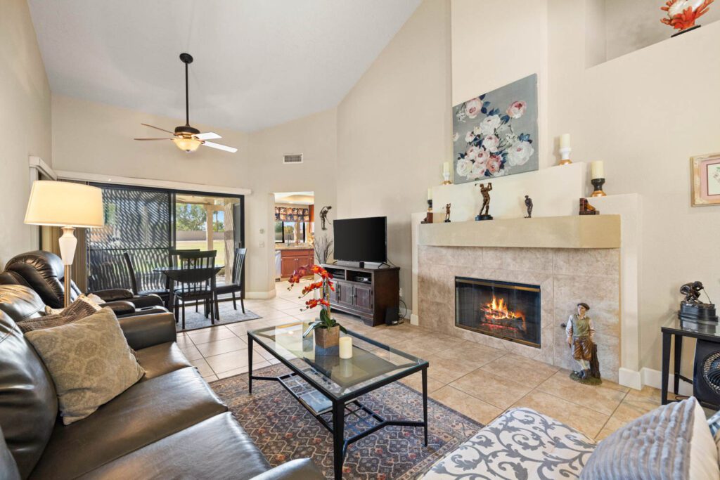 living area to kitchen