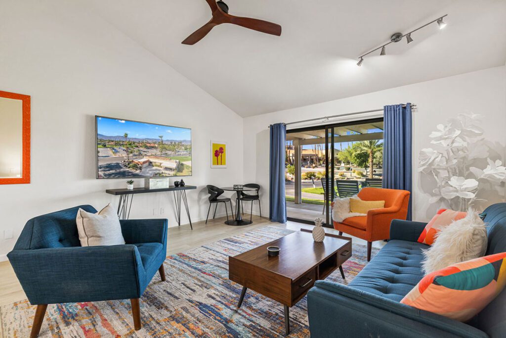 Palm Desert resort living room with big tv