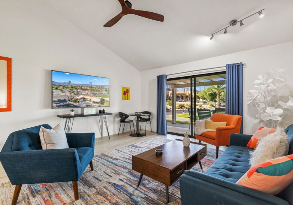 Palm Desert resort living room with big tv